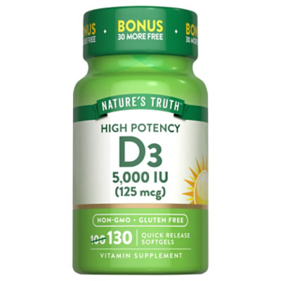 Nature's Truth High Potency Vitamin D3 125 mcg - 130 Count - Image 1