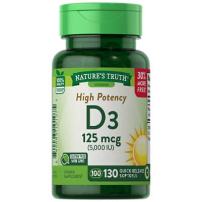 Nature's Truth High Potency Vitamin D3 125 mcg - 130 Count - Image 1