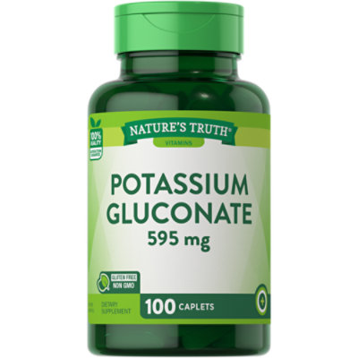 Natures Truth Potassium Gluconate 595 mg Caplets - 100 Count