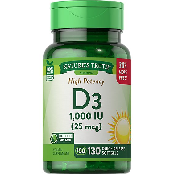 Nature's Truth Vitamin D3 25 mcg - 130 Count