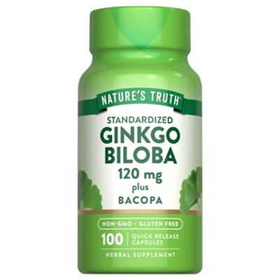 Nature's Truth Standardized Ginkgo Biloba 120 mg Plus Bacopa - 60 Count - Image 1