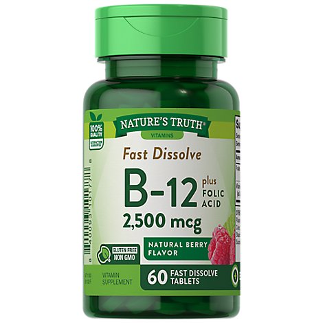 Nature's Truth Vitamin B12 2500 mcg Plus Folic Acid - 60 Count