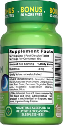 Nature's Truth Melatonin 3 mg Berry Dietary Supplement - 180 Count - Image 2