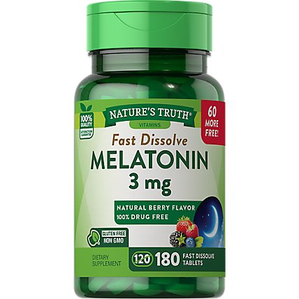 Nature's Truth Melatonin 3 mg Berry Dietary Supplement - 180 Count - Image 1