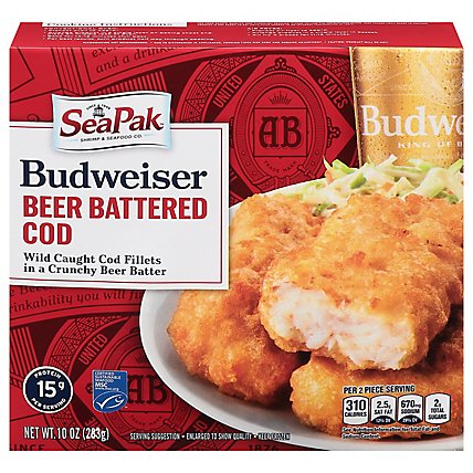 SeaPak Shrimp & Seafood Co. Cod Fillets Frozen Budweiser Beer Battered - 12.5 Oz - Image 3