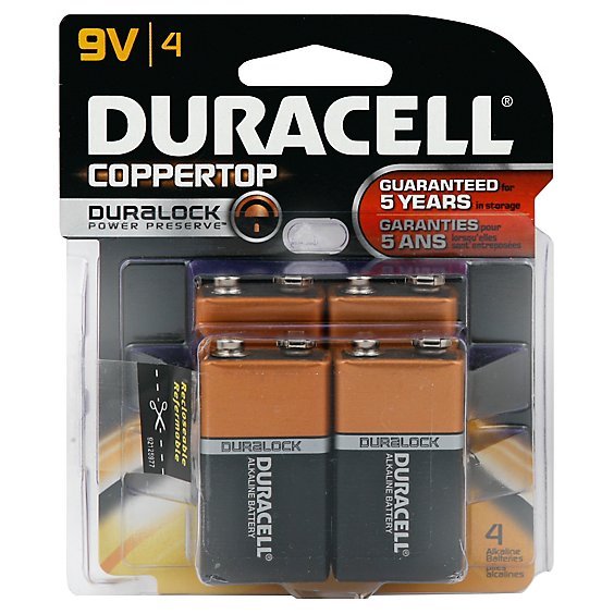 Duracell Battery Copper Top Alkaline 9V - 4 Count