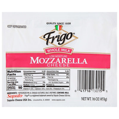 Frigo Cheese Mozzarella Low Moisture Whole Milk - 16 Oz - Image 1