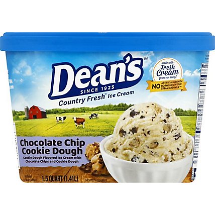 Dean's Country Fresh Chocolate Chip Cookie Dough Ice Cream Scround - 1.5 Quart - Image 1