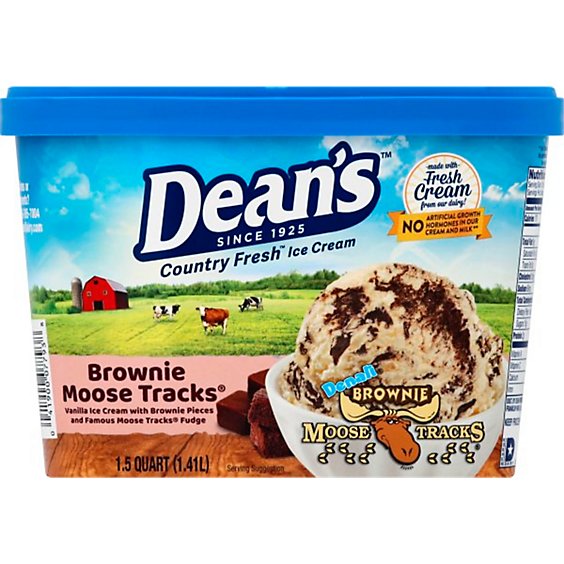 Dean's Country Fresh Brownie Moose Tracks Ice Cream Scround - 1.5 Quart