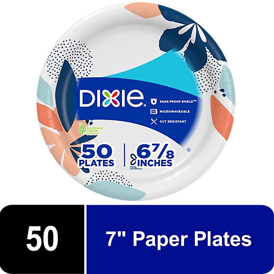 Dixie Everyday Paper Plates Printed 6 7/8 Inch - 50 Count