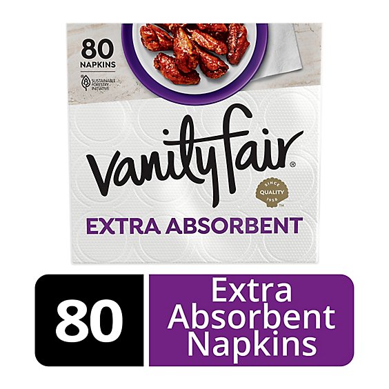 Vanity Fair Everyday Casual Napkins White Paper 2 Ply - 80 Count