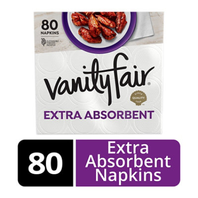 Vanity Fair Everyday Casual Napkins White Paper 2 Ply - 80 Count