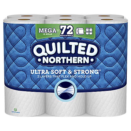 Quilted Northern Ultra Soft & Strong Bathroom Tissue Mega Roll 2 Ply White - 18 Roll - Image 1