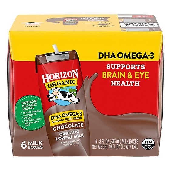 Horizon Organic Chocolate Milk DHA Omega-3 Lowfat - 6-8 Fl. Oz.