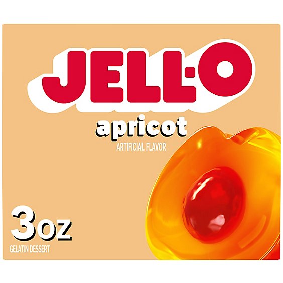 Jell-O Apricot Gelatin Dessert Mix Box - 3 Oz