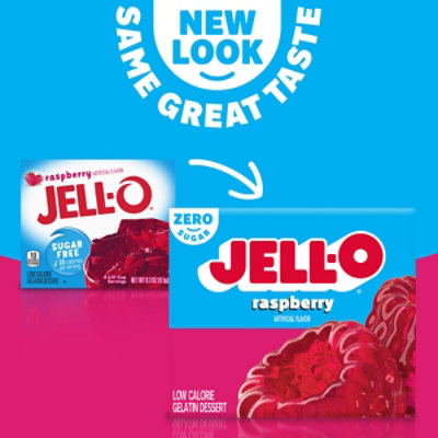 Jell-O Raspberry Sugar Free Gelatin Dessert Mix Box - 0.3 Oz - Image 2