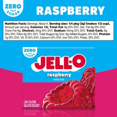 Jell-O Raspberry Sugar Free Gelatin Dessert Mix Box - 0.3 Oz - Image 7