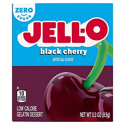 Jell-O Black Cherry Sugar Free Gelatin Dessert Mix Box - 0.3 Oz - Image 4