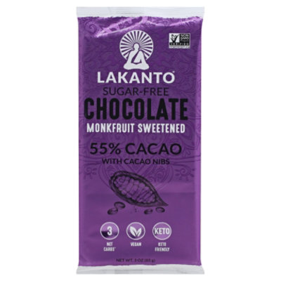 Lakanto 55% Cacao Monkfruit Chocolate Bar With Cocoa Nibs - 3 Oz - Image 3