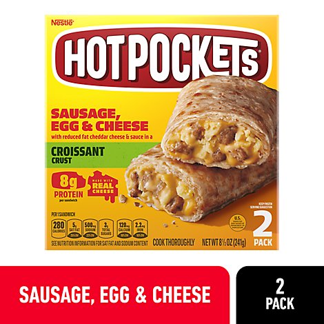 Hot Pockets Sausage Egg & Cheese Croissant Crust Frozen Breakfast Sandwiches - 8.5 Oz