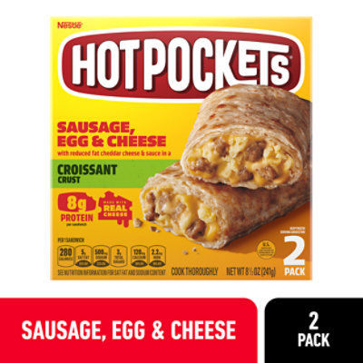 Hot Pockets Sandwiches Sausage Egg & Cheese Croissant Crust 2 Count - 9 Oz