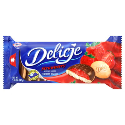 Delicje Strawberry Biscuits - 5.18 Oz - Image 1