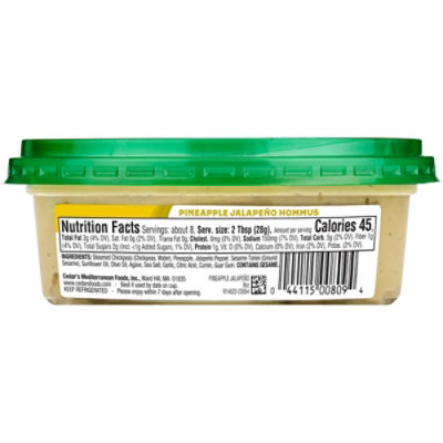 Cedars Pineapple Jalapeno Hommus - 8 Oz - Image 7