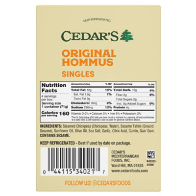 Cedars Original Hummus 4 Pk - 12 Oz - Image 6