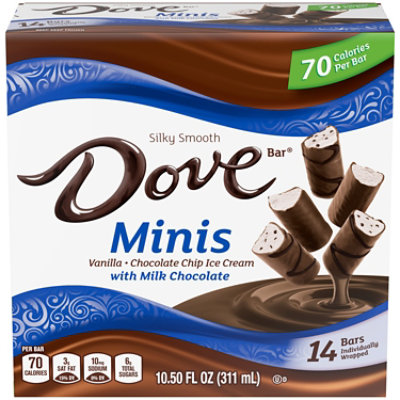 Dove Minis Vanilla And Chocolate Chip Ice Cream Bars With Milk