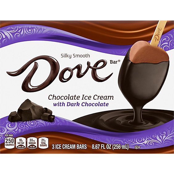 Dove Chocolate Ice Cream Bars With Dark Chocolate - 3-8.67 Fl. Oz.