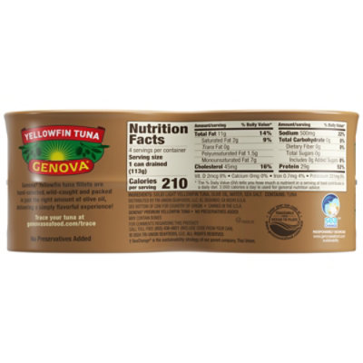 Tonno Genova Solid Tuna In Olive Oil Canned - 4-5 Oz - Image 6