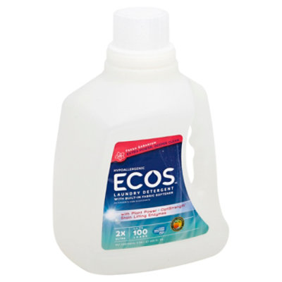 ECOS Laundry Detergent Liquid With Built In Fabric Softener 2x Fresh Geranium Jug - 100 Fl. Oz.