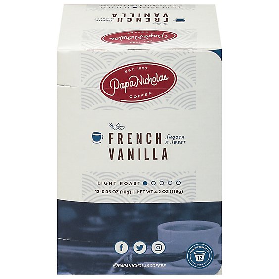 Papanicholas Single Serve French Vanilla Coffee - 12 Count
