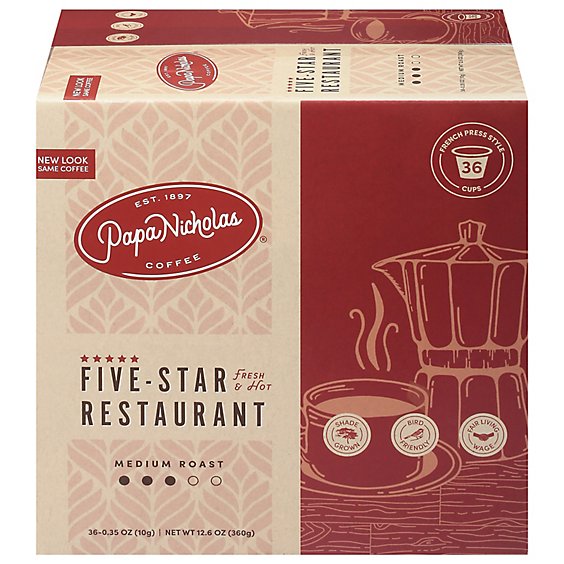 Papanicholas Single Serve Five Star Restaurant Blend Coffee - 36 Count