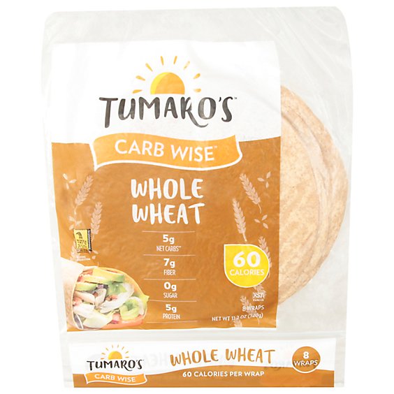 Tumaros Wrap Low Carb Whl Wht - 8Count
