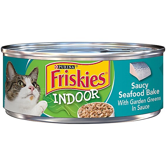 Friskies Cat Food Wet Indoor Seafood With Garden Greens - 5.5 Oz