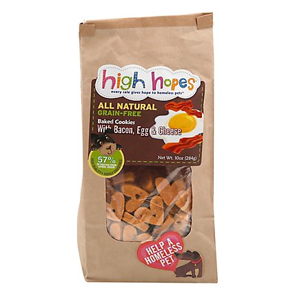 High Hopes Dog Treats All Natural Baked Cookies with Bacon Egg Cheese Bag - 10 Oz - Image 3