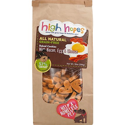 High Hopes Dog Treats All Natural Baked Cookies with Bacon Egg Cheese Bag - 10 Oz - Image 2