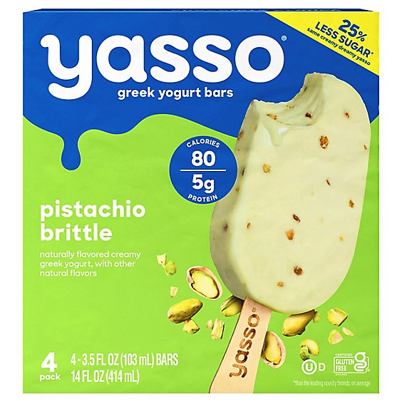 Yasso Frozen Greek Yogurt Bars Pistachio Brittle - 4-3.5 Fl. Oz.