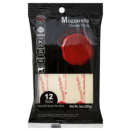 Natural & Kosher Mozzarella Cheese Sticks - 9 Oz - Image 1