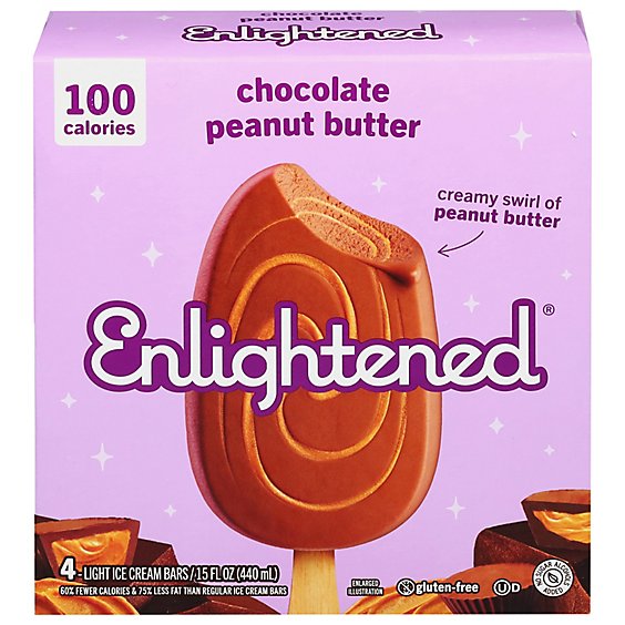 Enlightened Ice Cream Bars Light Chocolate Peanut Butter - 4-3.75 Fl. Oz.