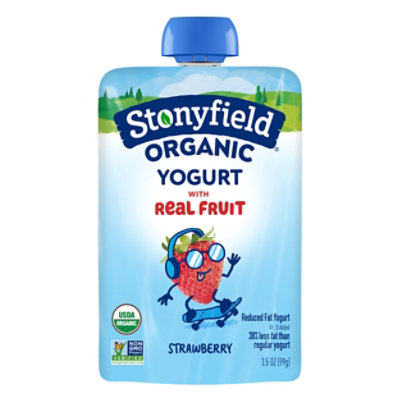 Stonyfield Organic Kids Reduced Fat Yogurt Pouch, Strawberry - 3.5 Oz - Image 2