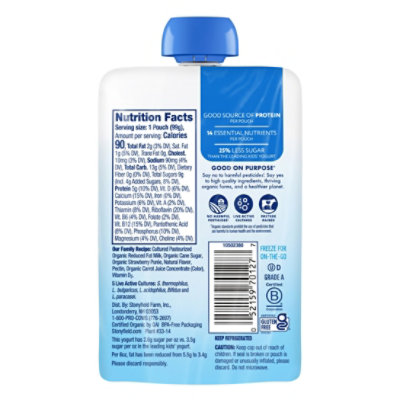 Stonyfield Organic Kids Reduced Fat Yogurt Pouch, Strawberry - 3.5 Oz - Image 3