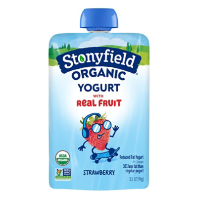 Stonyfield Organic Kids Strawberry Lowfat Yogurt Pouches - 3.5 Oz