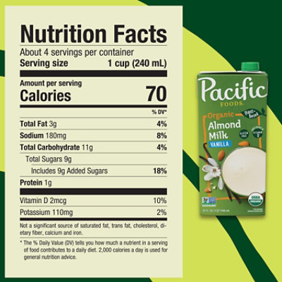 Pacific Foods Organic Vanilla Almond Milk - 32 Fl. Oz. - Image 4