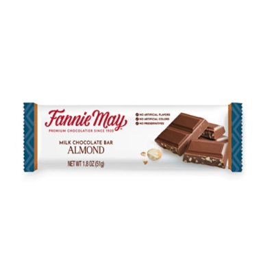 Fannie May Premium Milk Chocolate Almond Candy Bar - 1.8 Oz - Image 1