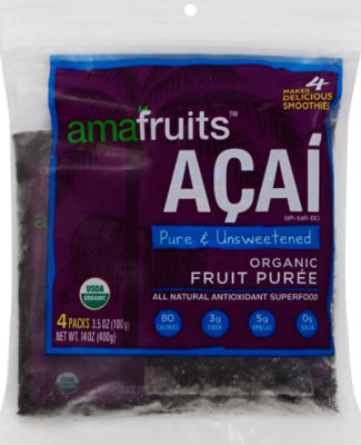 Amafruits Fruit Puree Organic Acai Pure & Unsweetened - 4-3.5 Oz - Image 2