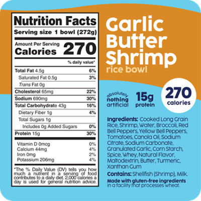 Scott & Jon's Garlic Butter Shrimp Rice Bowl Frozen Meal - 9.6 Oz - Image 6