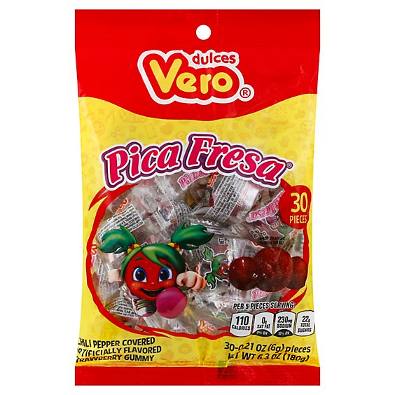 Vero Pica Fresa Chili Strawberry Flavor Gummy Mexican Candy, 6.3 Oz - 6.3 Oz