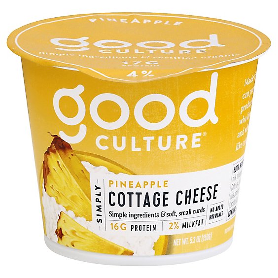 good culture Simply Cottage Cheese 2% Milkfat Pineappple - 5.3 Oz